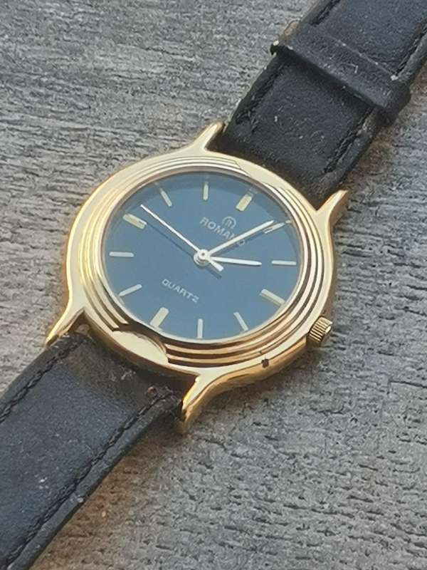 MENS VINTAGE ROMANO 18K GOLD PLATED WATCH IN EXCELLENT WORKING CONDITION