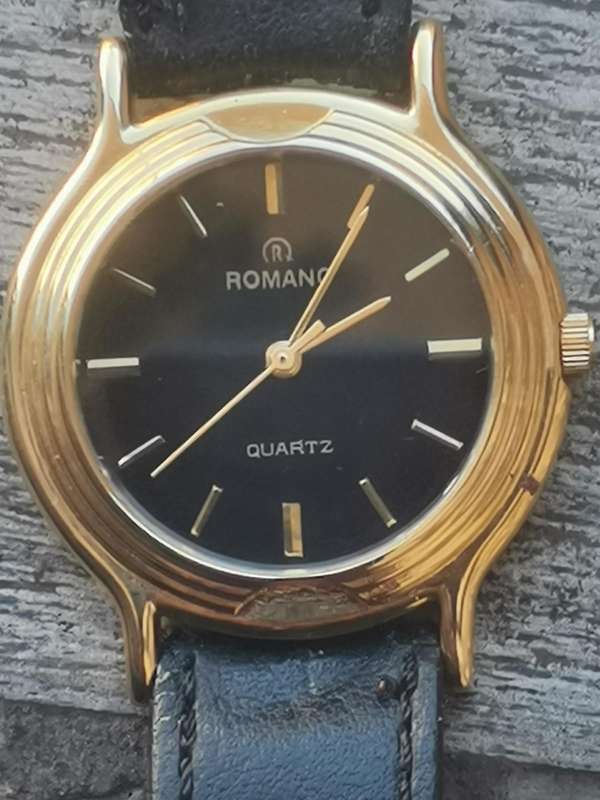 MENS VINTAGE ROMANO 18K GOLD PLATED WATCH IN EXCELLENT WORKING CONDITION