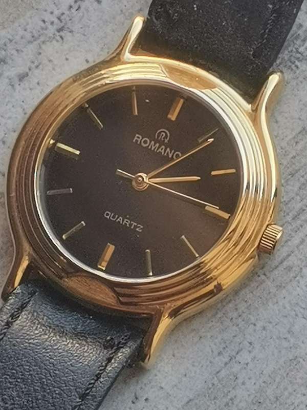 MENS VINTAGE ROMANO 18K GOLD PLATED WATCH IN EXCELLENT WORKING CONDITION