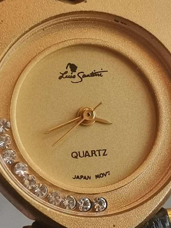 LADIES ELEGANT GOLD LUIS SANTINI HEART SHAPED WATCH IN EXCELLENT WORKING CONDITION