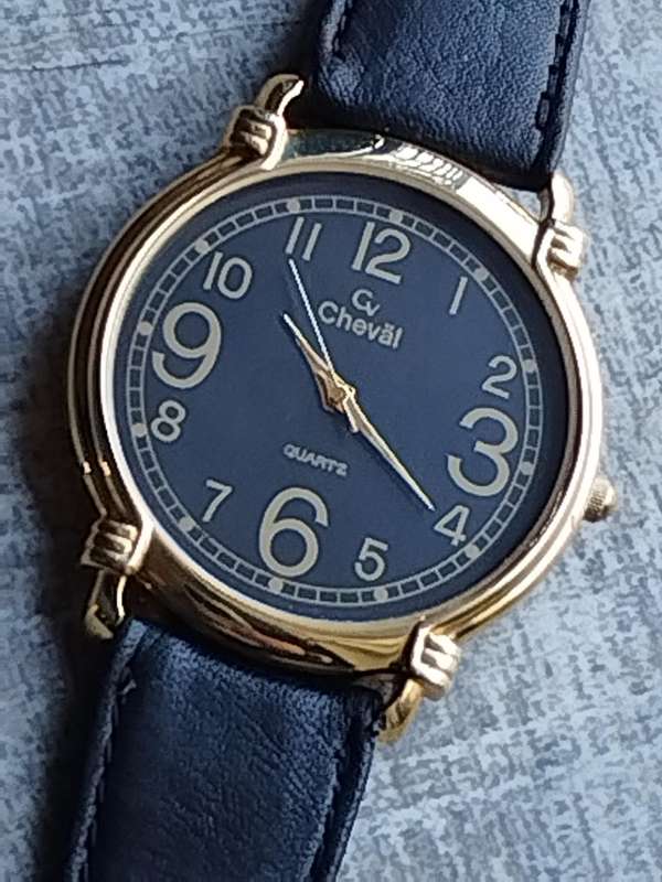 LADIES GOLD CHEVAL WATCH WITH HUGE 42MM DIAL IN EXCELLENT WORKING CONDITION