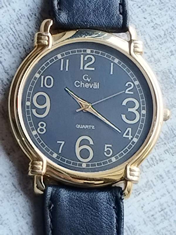 LADIES GOLD CHEVAL WATCH WITH HUGE 42MM DIAL IN EXCELLENT WORKING CONDITION