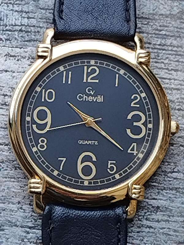 LADIES GOLD CHEVAL WATCH WITH HUGE 42MM DIAL IN EXCELLENT WORKING CONDITION