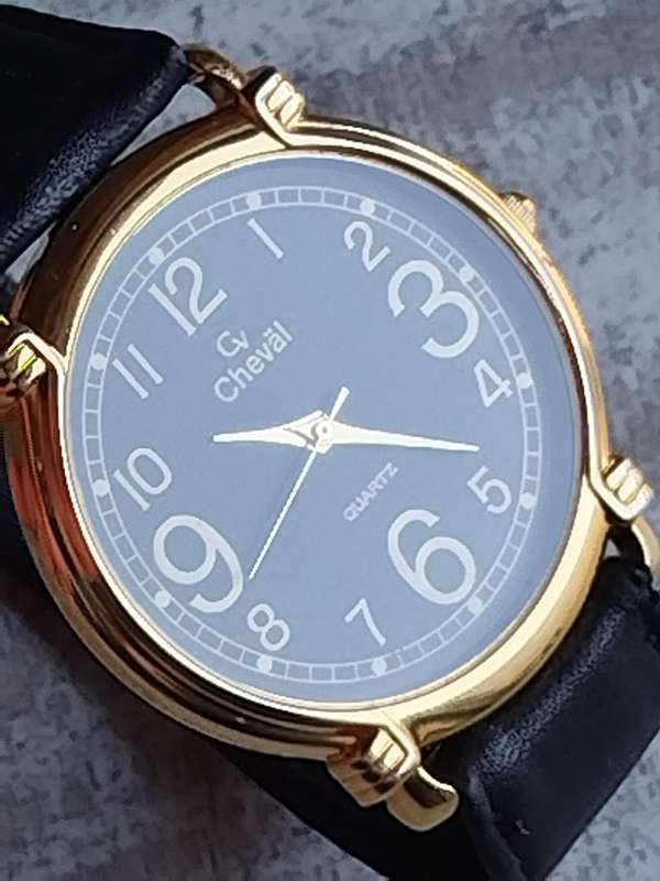 LADIES GOLD CHEVAL WATCH WITH HUGE 42MM DIAL IN EXCELLENT WORKING CONDITION
