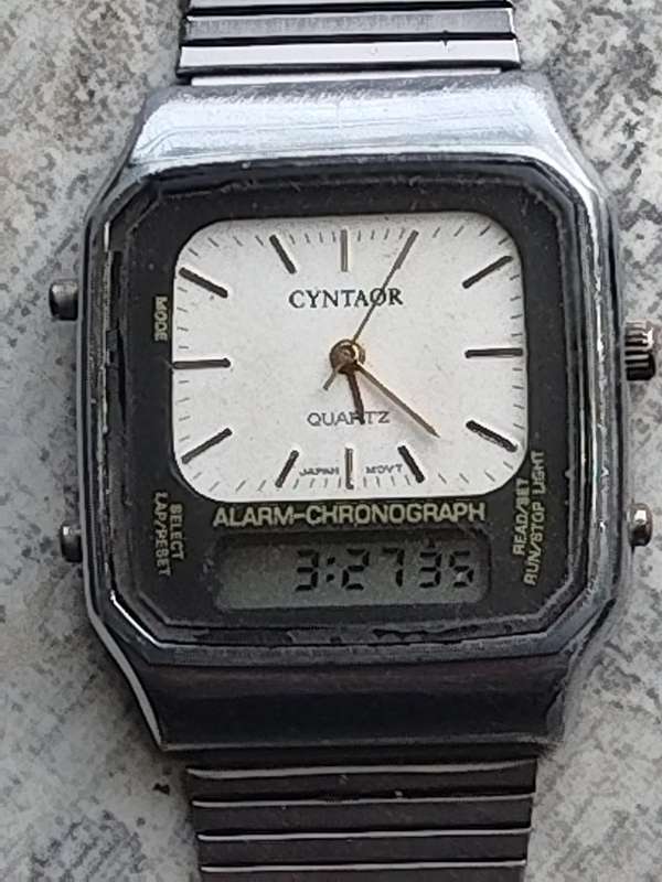 Men's Vintage Cyntaor Stainless Steel Analog/Digital Watch