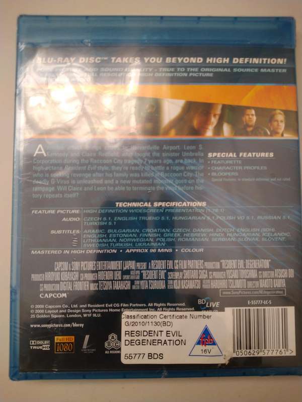 Resident Evil Degeneration Sealed Bluray Dvd