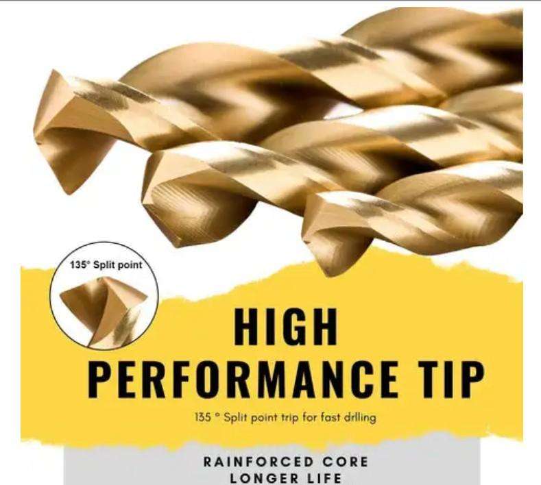 99PCS Titanium Coated Twist Drill Bit Set with Case
