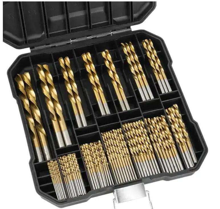99PCS Titanium Coated Twist Drill Bit Set with Case
