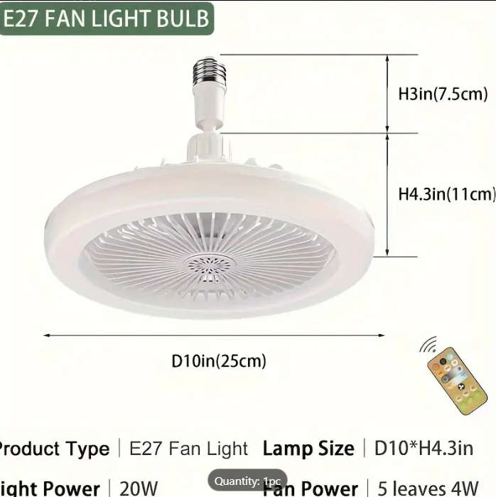 Ceiling Light With Fan, Adjustable Brightness, Aroma Diffuser, And Cooling Fan With LED Light In E27