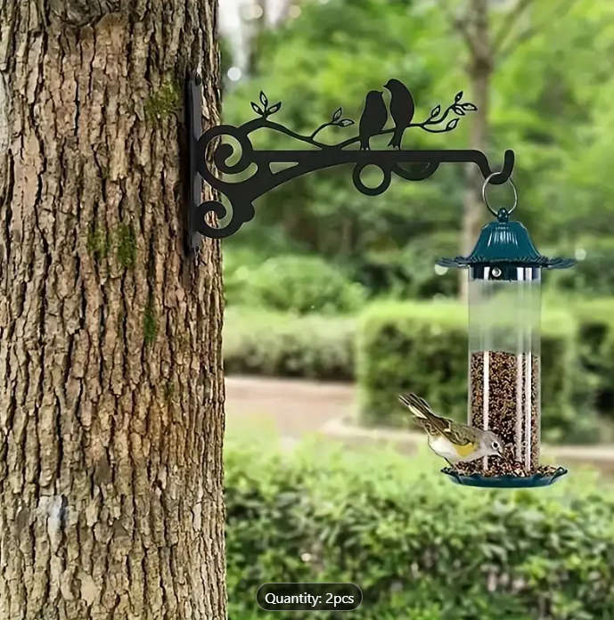 2-Pack Metal Plant Bracket with Bird Silhouette, Wall-Mounted Hook for Hanging Baskets, Lanterns etc