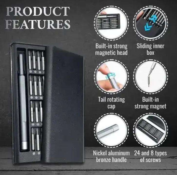 24 in 1 Magnetic Precision Screwdriver Set Electronics Eyeglass & Watch Repair Tool Kit
