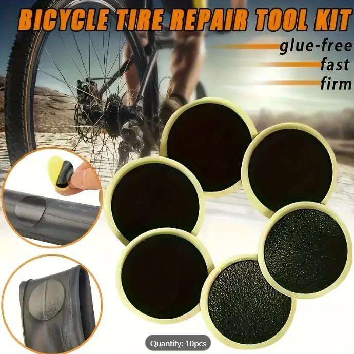 10pcs Quick-Fix Bicycle Tire Repair Patches 10pcs - Glue-Free, Durable Protection