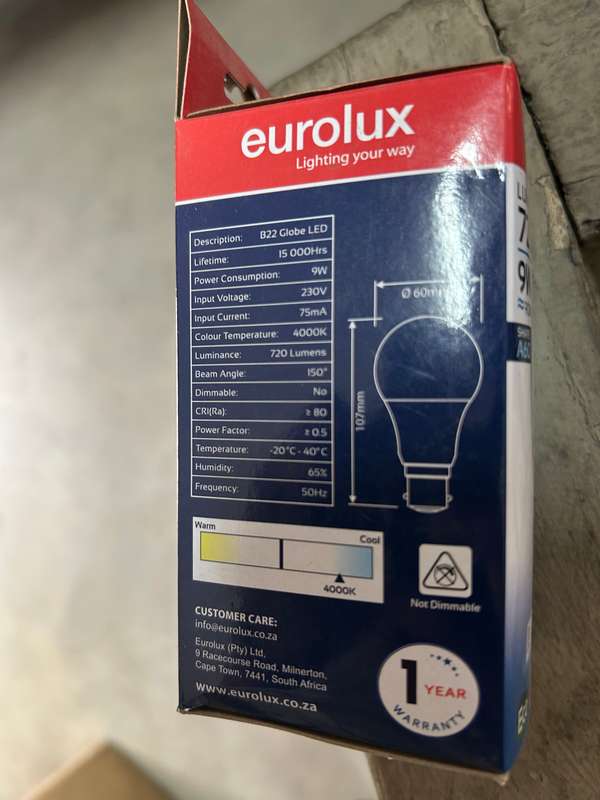 EUROLUX LED 9W A60 E27 5 PACK 720 LUMENS