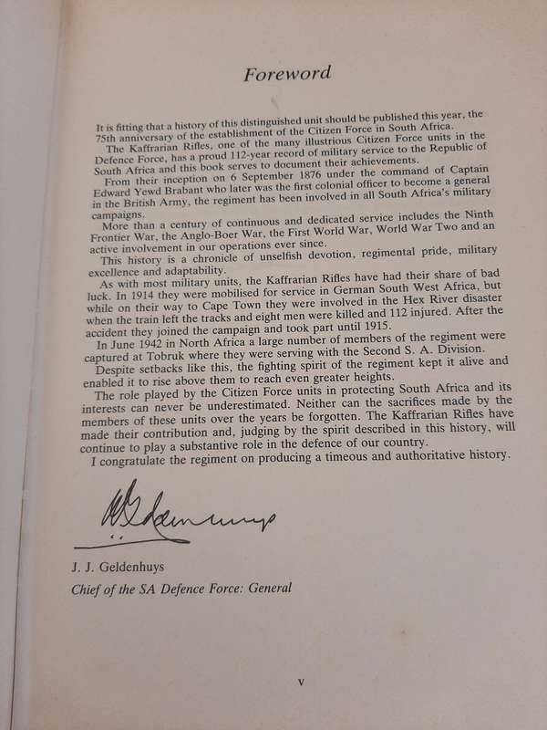 THE KAFFRARIAN RIFLES 1876-1986 FRANCIS L. COLEMAN SIGNED BY AUTHOR FIRST EDITION 1988