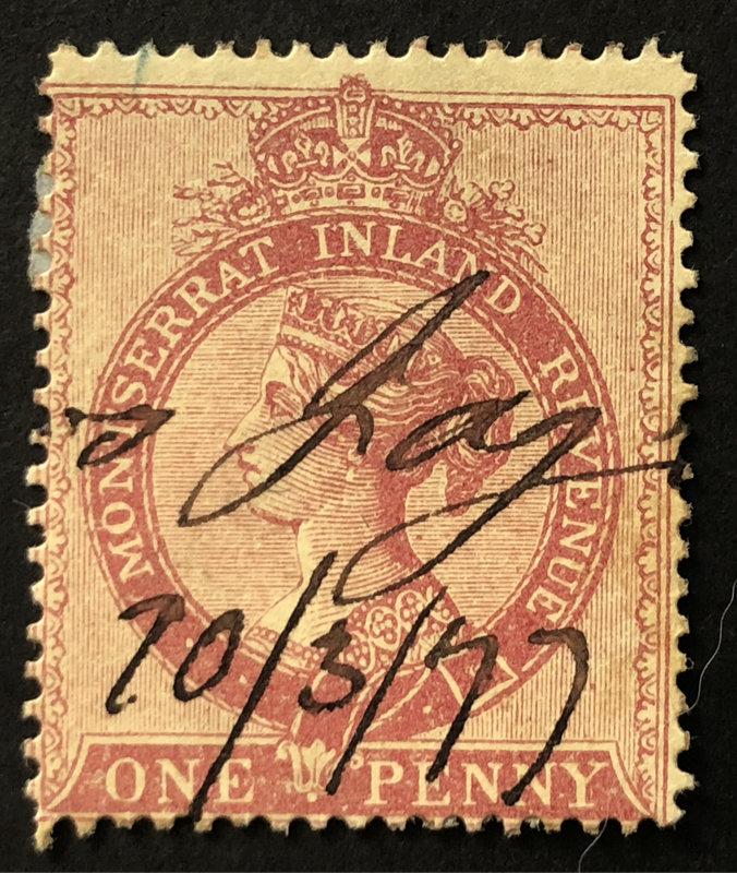 1877 QUEEN VICTORIA MONTSERRAT REVENUE