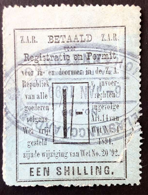 1899 ZAR TRANSVAAL RECEIPT