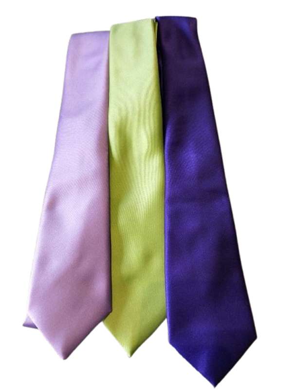 Lot of 3 Stephen Cole Men`s Satin Ties - Purple, Lime, Lilac - Very Good Condition