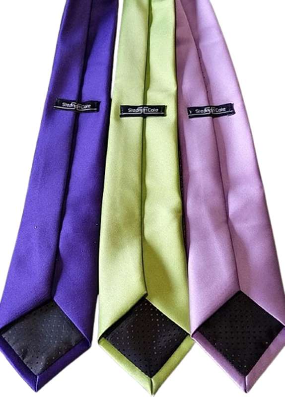 Lot of 3 Stephen Cole Men`s Satin Ties - Purple, Lime, Lilac - Very Good Condition