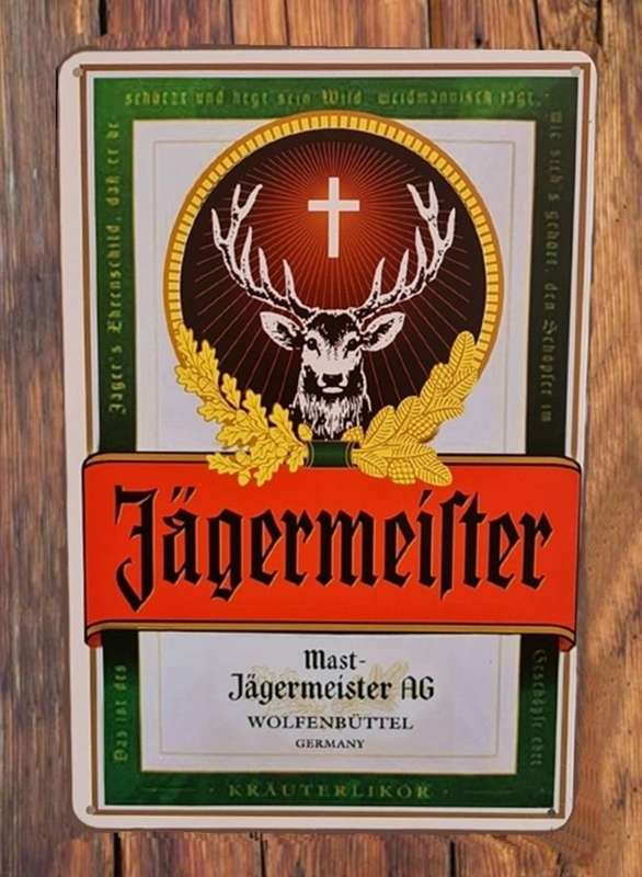Jagermeister Vintage Style Metal Bar Sign for Bar Pub Wall Decor - Green