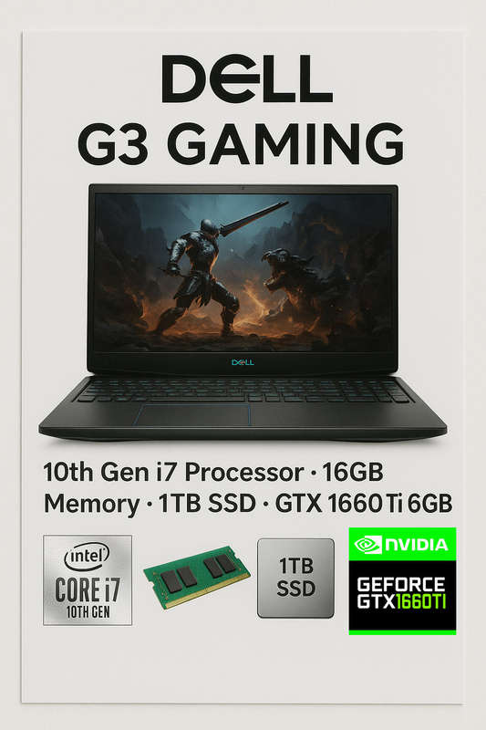 Dell Gaming G3 15 3500  Intel Core i7-10750H 10th Gen 16GB DDR4 1TB SSD GTX 1660Ti 6GB