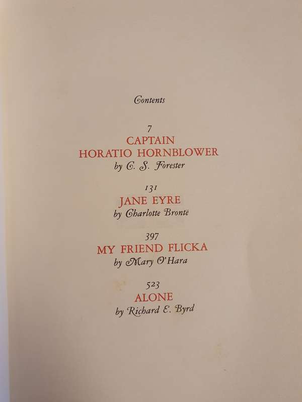 Captain Horatio Hornblower:G.S Forester/Jane Eyre:Charlotte Bronte/My Friend Flick/Alone