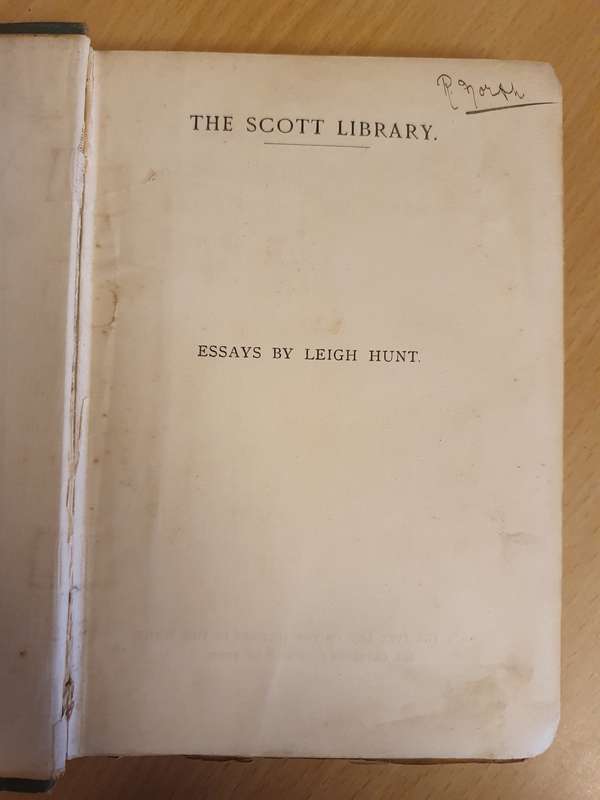 Essays by Leigh Hunt, Edited with Introduction and Notes by Arthur Symons