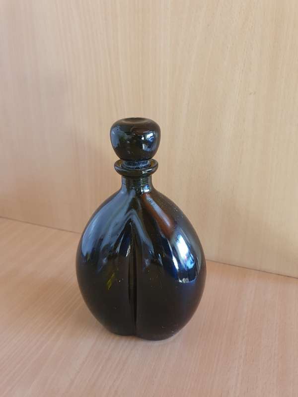 Black Glass Figurine Shaped Bottle  (height 19cm width 15cm)