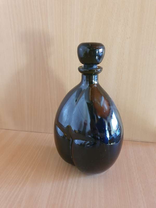 Black Glass Figurine Shaped Bottle  (height 19cm width 15cm)