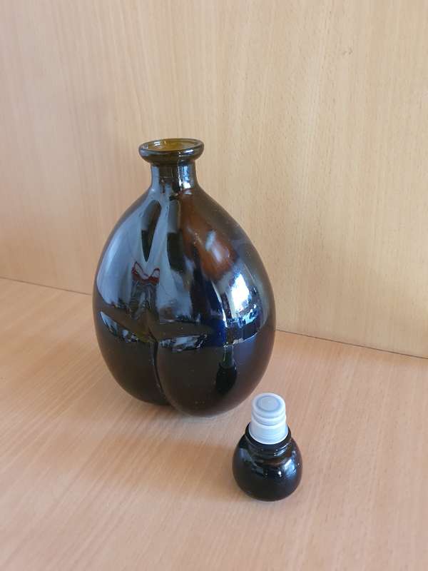 Black Glass Figurine Shaped Bottle  (height 19cm width 15cm)