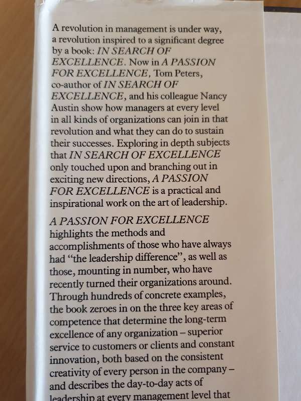 A Passion for Excelleence : Tom Peters  (Hardcover)