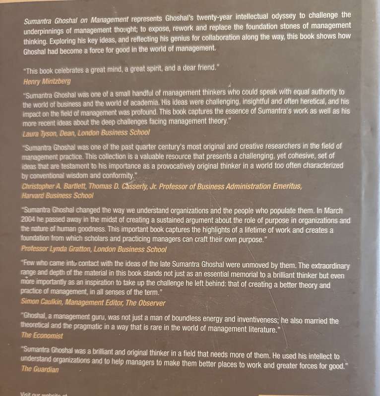 Sumantra Ghoshal on Management Edited by Julian Birkinshaw, Gita Piramal (Hardcover)