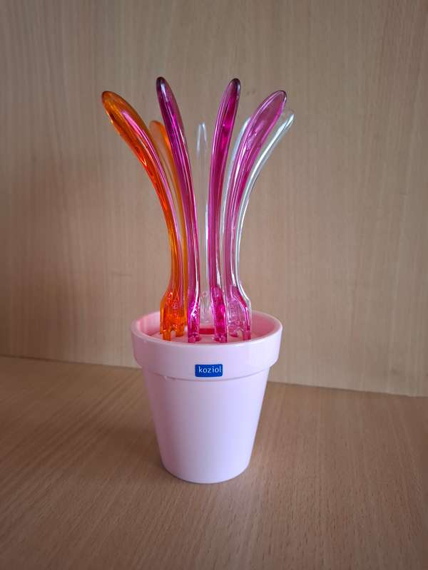 Set of 9 Koziol Acrylic Pic Up Party Forks  (Made in Germany)