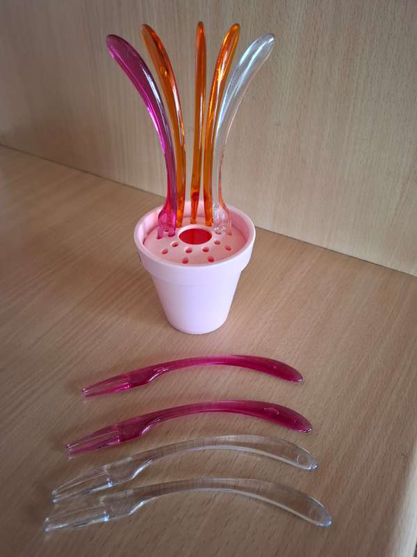 Set of 9 Koziol Acrylic Pic Up Party Forks  (Made in Germany)