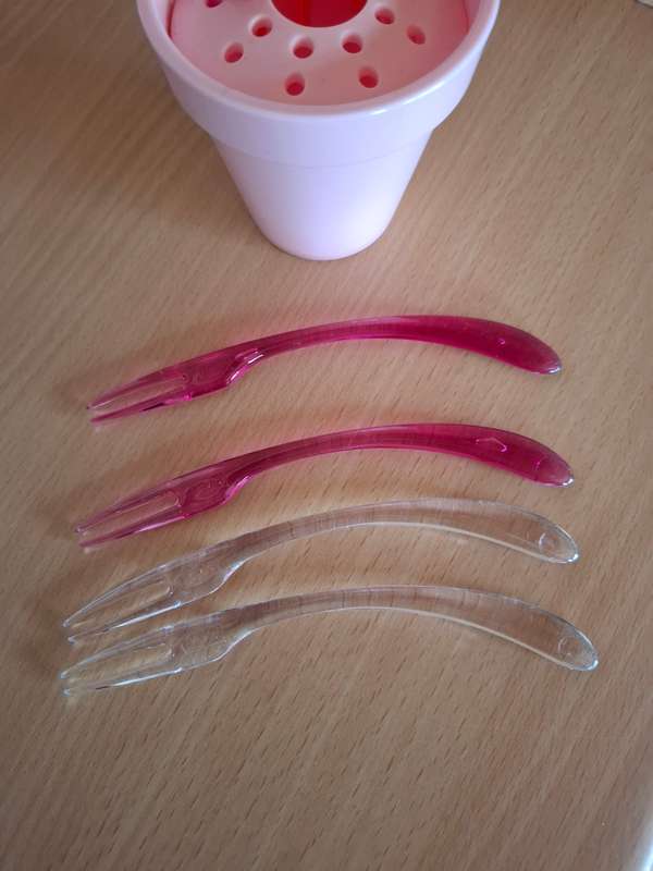 Set of 9 Koziol Acrylic Pic Up Party Forks  (Made in Germany)