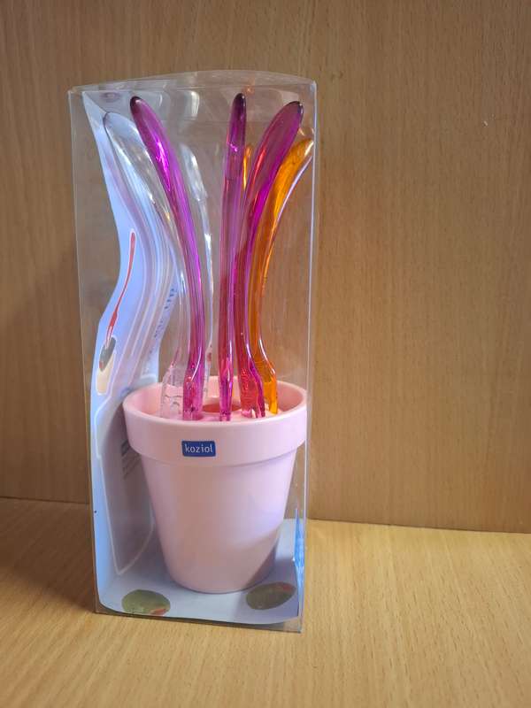 Set of 9 Koziol Acrylic Pic Up Party Forks  (Made in Germany)
