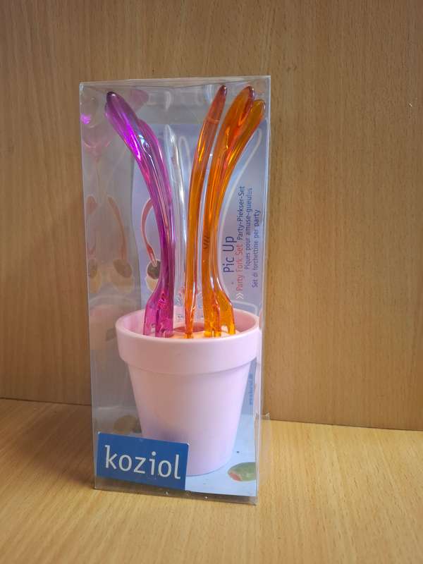 Set of 9 Koziol Acrylic Pic Up Party Forks  (Made in Germany)
