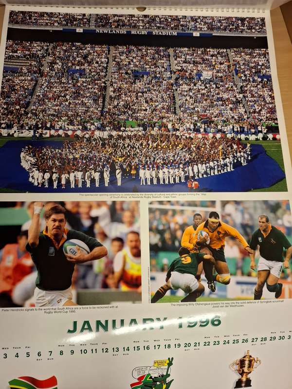 The Official 1996 Rugby World Cup Champions Calendar (Published by Grant Leversha)