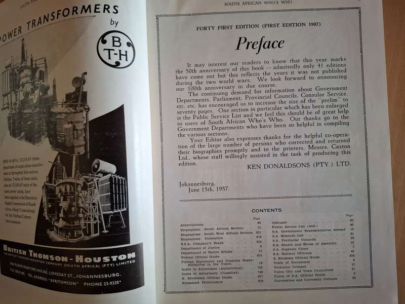 Who`s Who in South Africa 1957  (Hardcover)