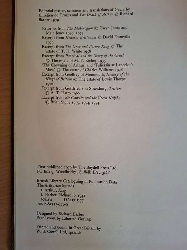 The Arthurian Legends - An Illustrated Anthology : Richard Barber  (Hardcover)