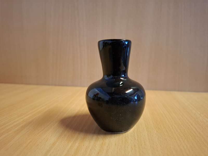 Miniature Black Ceramic Vase - height 8cm width 7cm