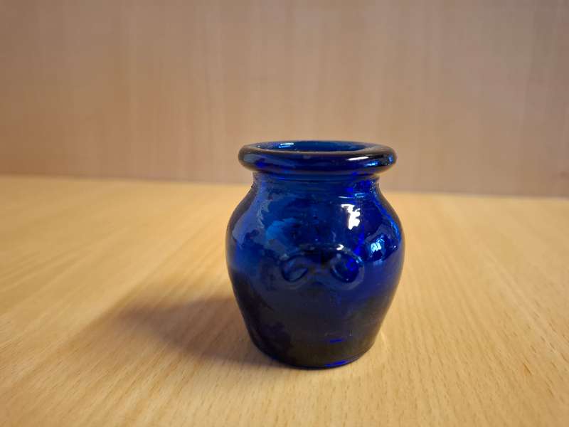 Small Cobalt Blue Glass Jar - height 5cm width 7cm