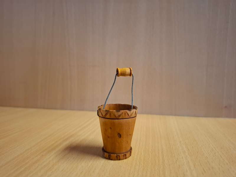 Miniature Wooden Bucket - height 4cm width 3cm