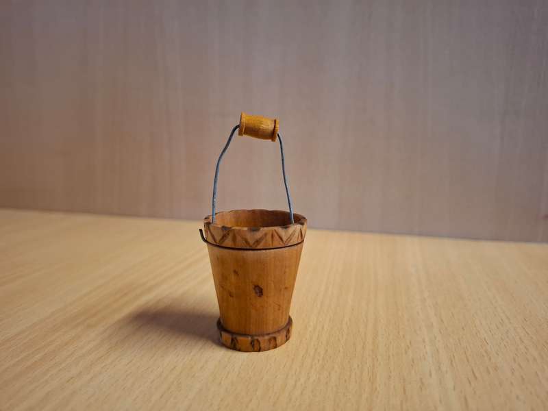 Miniature Wooden Bucket - height 4cm width 3cm