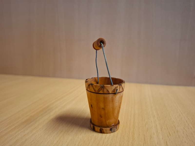 Miniature Wooden Bucket - height 4cm width 3cm