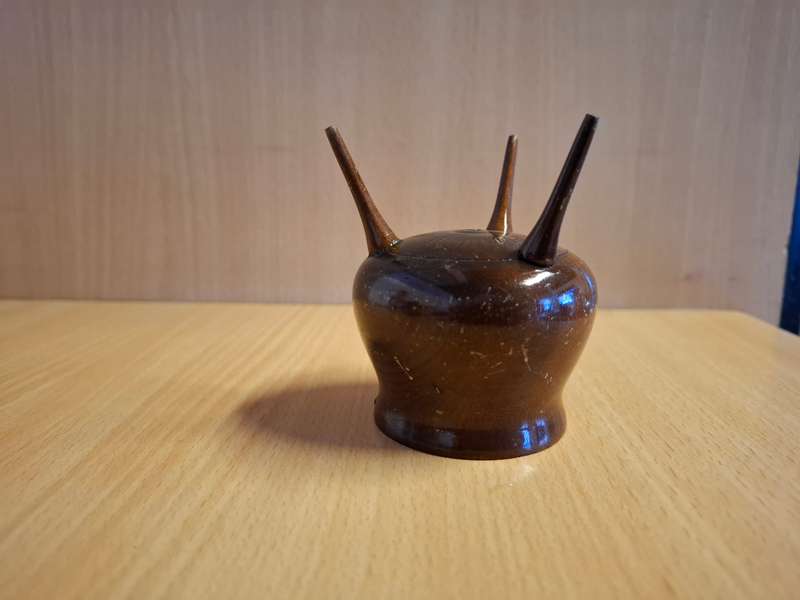 Small Round Wooden Potjie Pot Ornament - height 8cm width 6cm