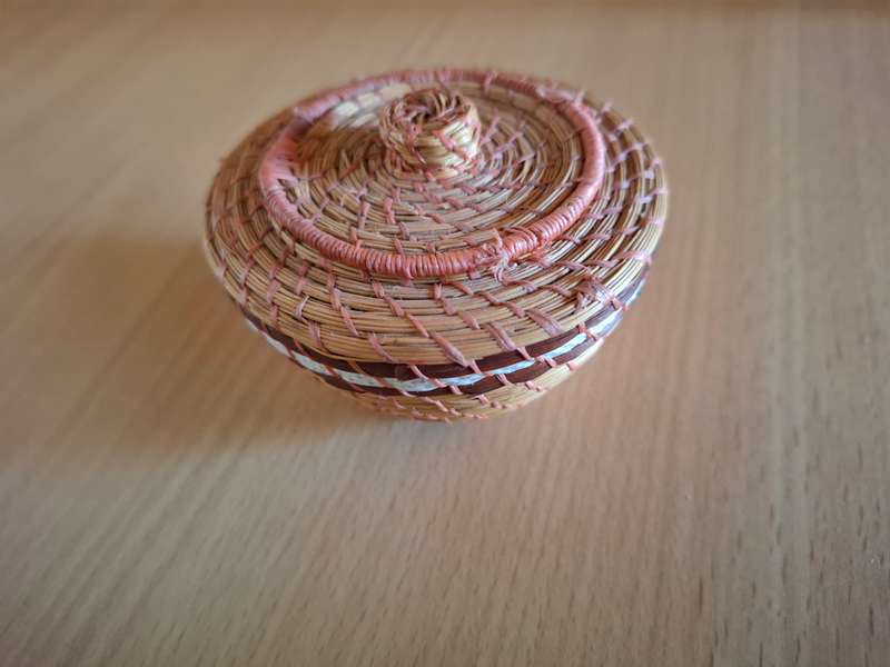 Miniature Lidded Basket - width 7cm height 4cm