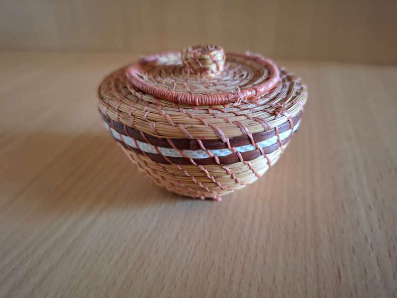 Miniature Lidded Basket - width 7cm height 4cm