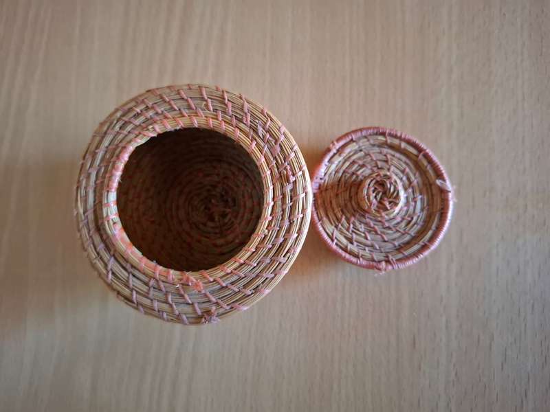 Miniature Lidded Basket - width 7cm height 4cm