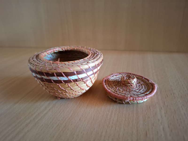 Miniature Lidded Basket - width 7cm height 4cm