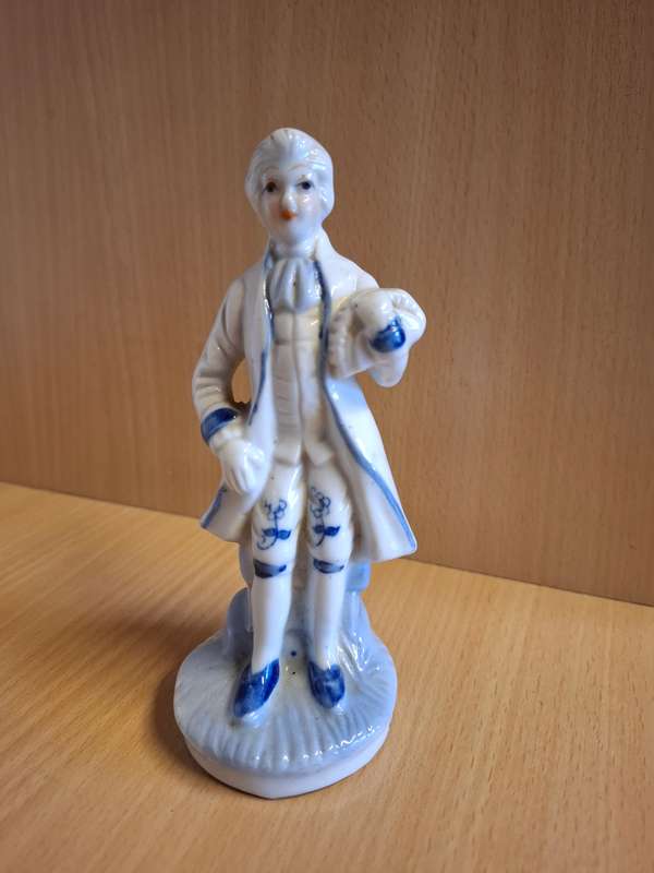 Blue & White Male Figurine - height 15cm width 6cm